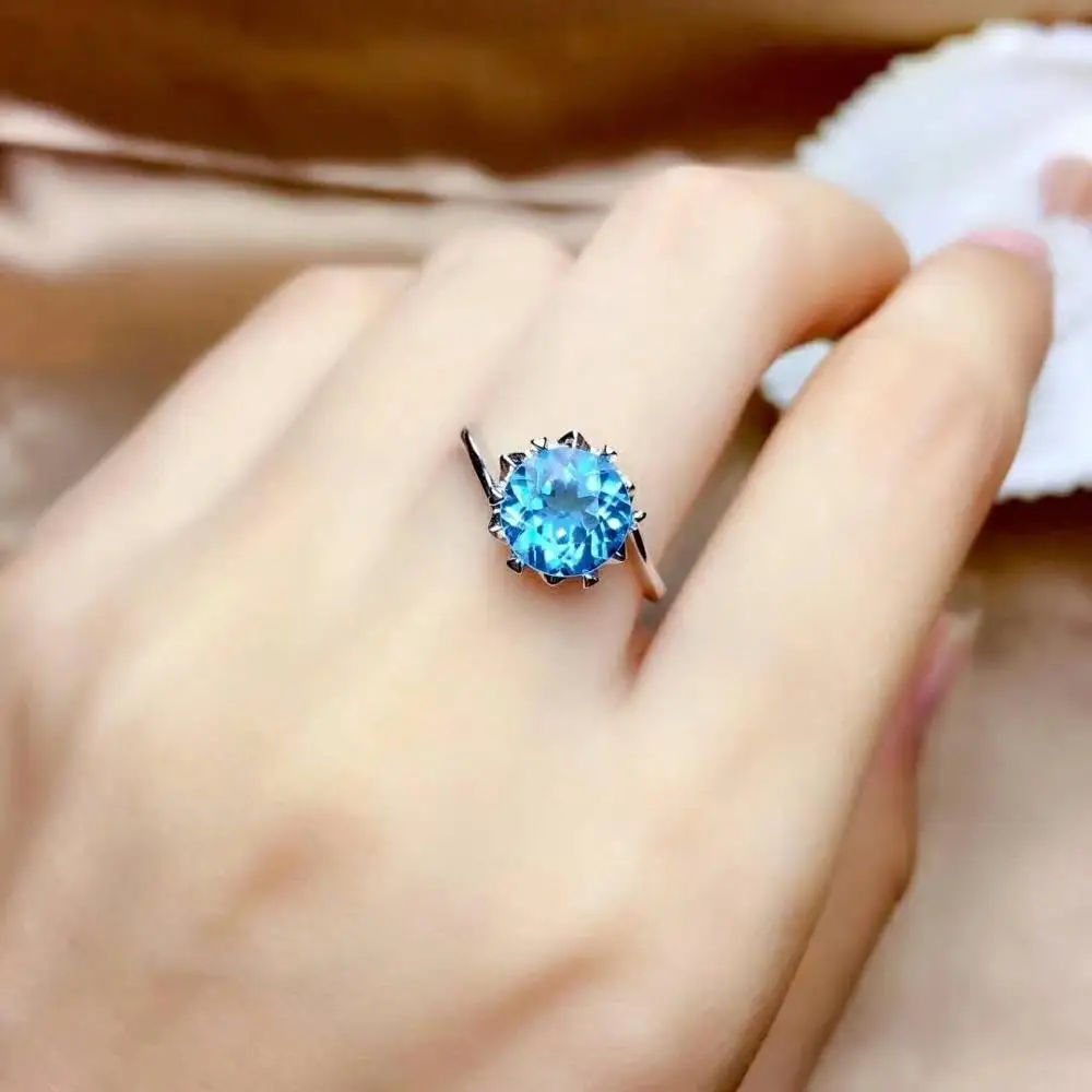 

shilovem 925 silver sterling rings natural topaz open trendy fine Jewelry wedding bands party gift wholesale 8*8mm mj0808651agb
