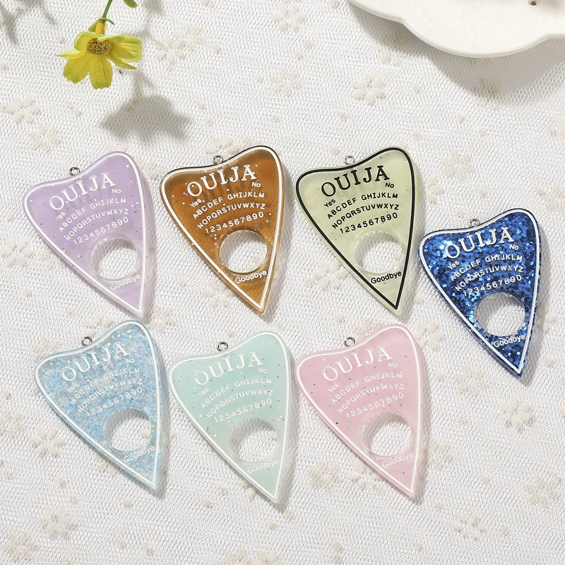 10 шт. 42*60 мм Ouija Planchette Амулеты с плоской задней частью кабошоны из смолы блестящие аксессуары для ожерелья Кулон DIY