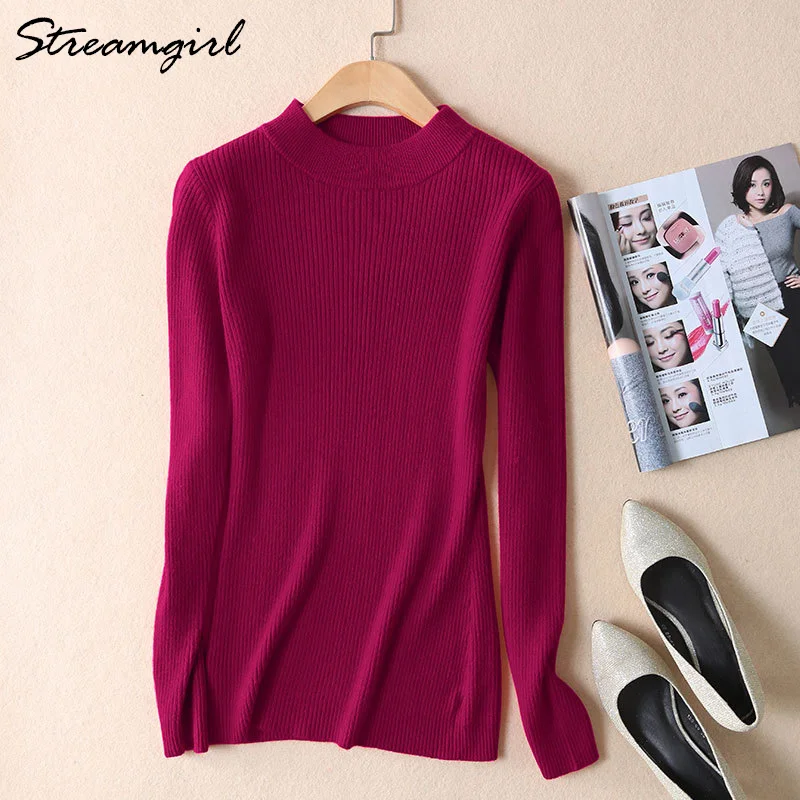 Wine red Streamgirl, водолазка, женский свитер, кашемир, Inverno, женские зимние свитера и пуловеры, шерстяной свитер, водолазка для женщин - Цвет: Wine red