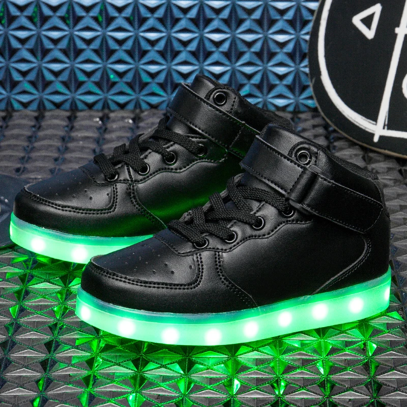 

Warm like home Black New 25-39 USB Charger Glowing Sneakers Led Children Lighting Shoes Boys Girls illuminated Luminous Sneaker