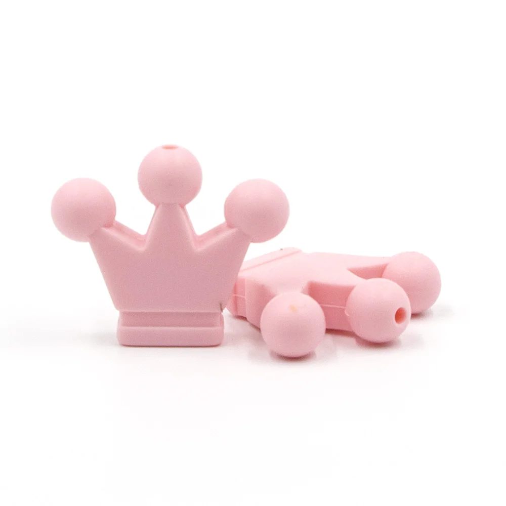 Candy Pink 5 шт Корона силиконовые бусины Детские Perle Силиконовые Зубные Прорезыватели бусины для DIY ожерелье браслет соска цепи Детские продукты - Цвет: Candy Pink