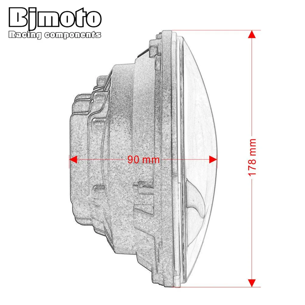 

Bjmoto H4 H13 Harness 7" 60W LED High /Low Beam Headlights Motorcycle Projector 6500k LED Head Lamp For Harley Jeep car