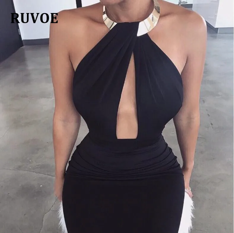 Женское облегающее платье с открытой спиной и лямкой на шее 5 цветов | Женская