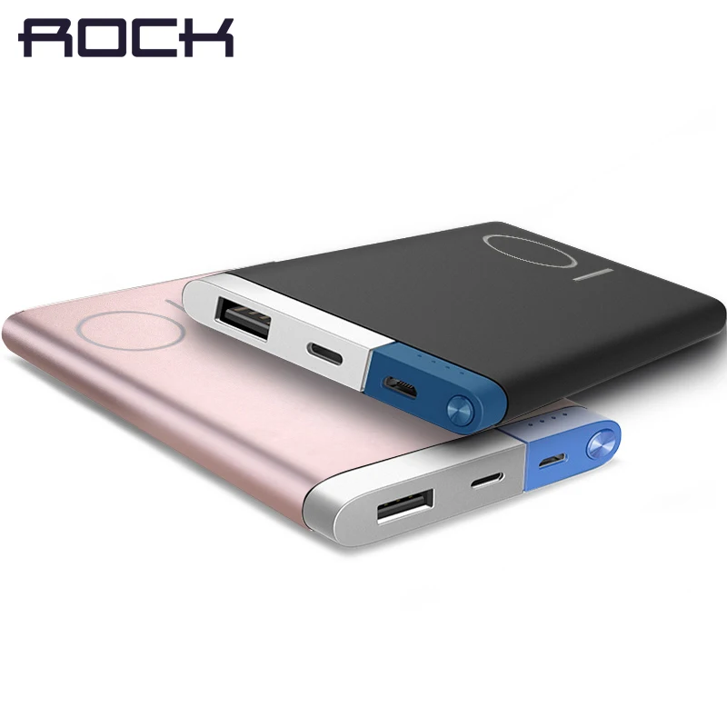ROCK Slim 10000 мАч power Bank портативный ультратонкий полимерный металлический сплав bank