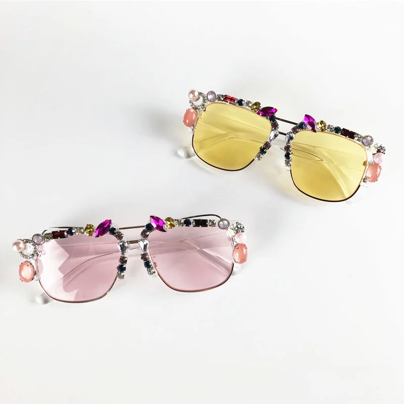 Square Pearl Diamond Sunglasses for Women Brand Designer Transparent Sun Glasses Eyewear Shades Oculos Lunette de soleil Gafas | Аксессуары