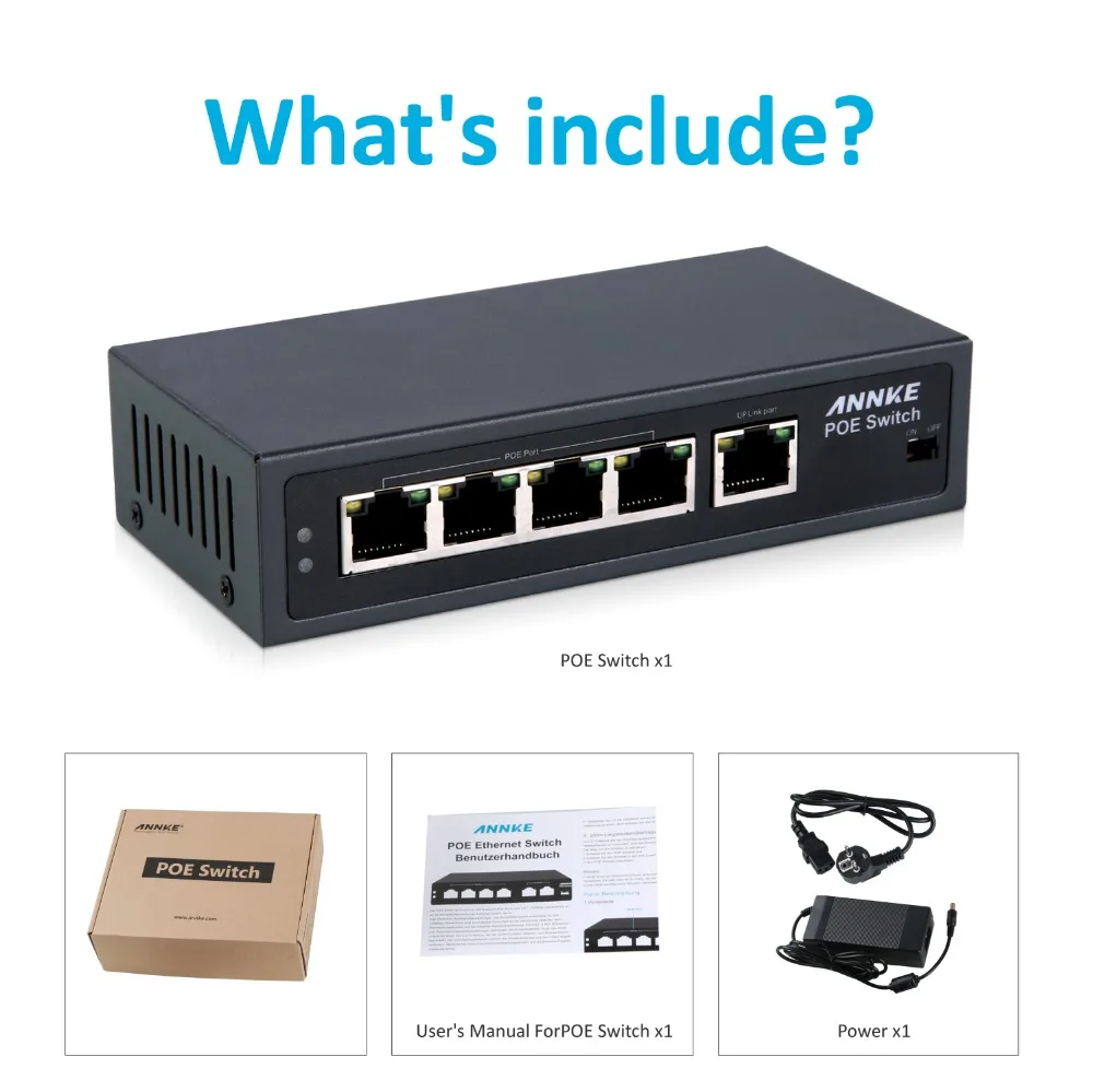 ANNKE 4POE 1FE 250 м переключатель POE на дальние расстояния для ip-камеры беспроводной