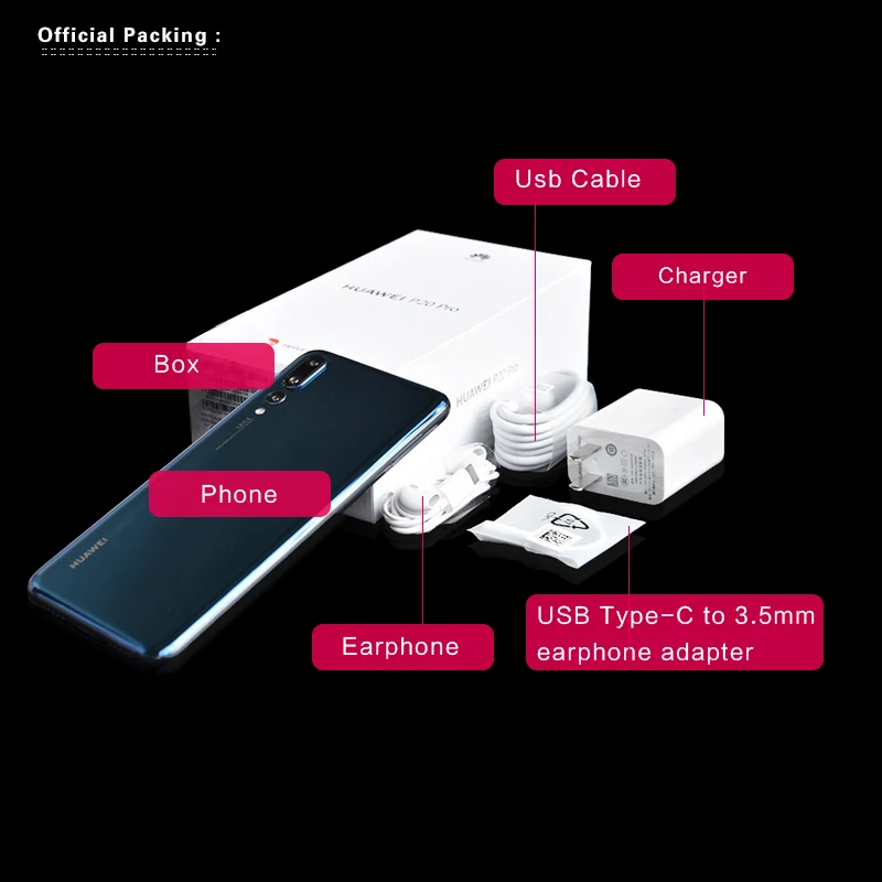 Смартфон huawei P20 Pro 6,1 дюймов Kirin 970 Octa Core6GB 128GB Android 8,1 разблокировка лица GPU Turbo SuperCharge 4000mAh