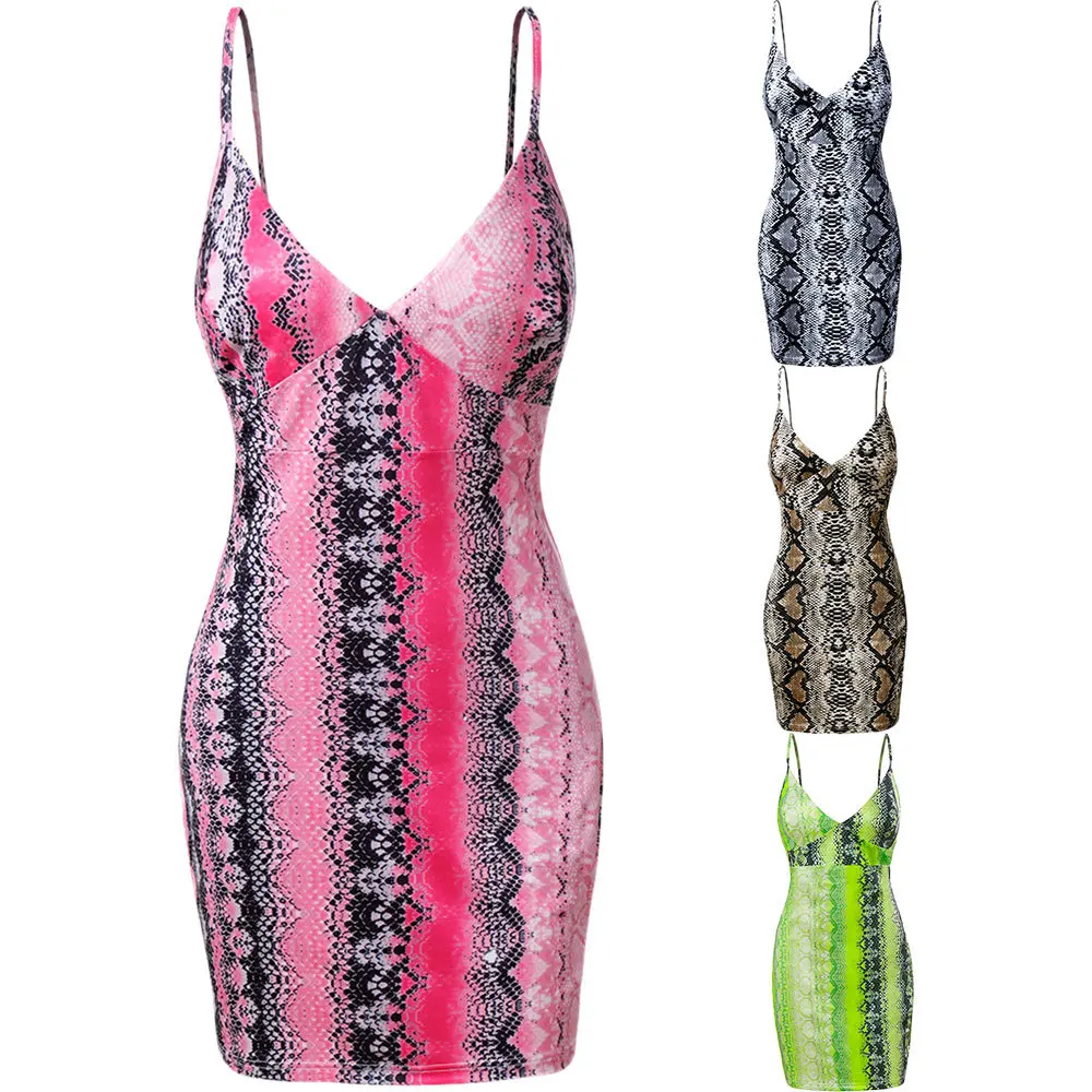 Пикантное облегающее платье Дамское Платье карандаш комбинация с принтом змеи