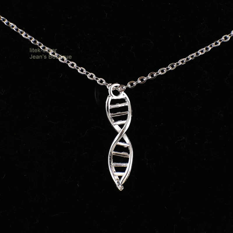 S92 ожерелье с подвеской из твердого стерлингового серебра SIL Biology Genomics DNA для