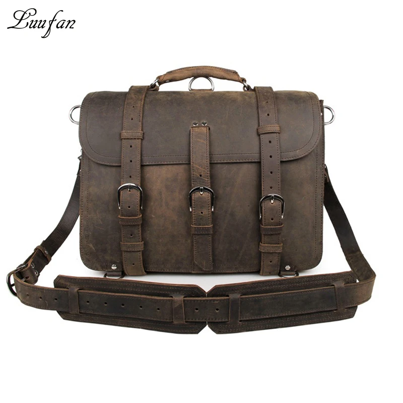 Мужской портфель из натуральной кожи подходит для ноутбука 16 дюймов