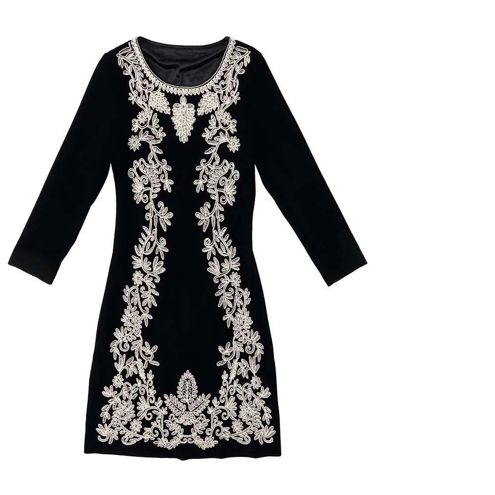 Винтажное ретро платье 2018 Осень Зима Vestidos женское винтажное с вышивкой и длинным