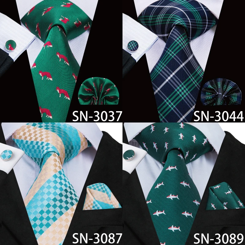 Hi Tie новый зеленый Шелковый мужской галстук для мужчин 8 5 см классический набор