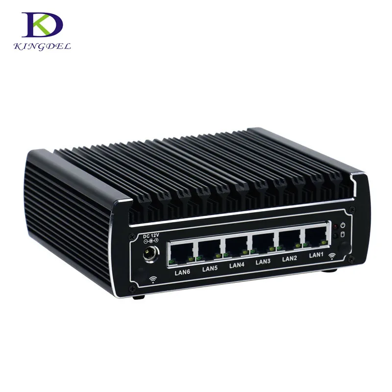 Мини-ПК 6 * LAN без вентилятора двухъядерный i3 7100U Nuc неттоп HTPC с HDMI 1 COM USB3.0 DDR4