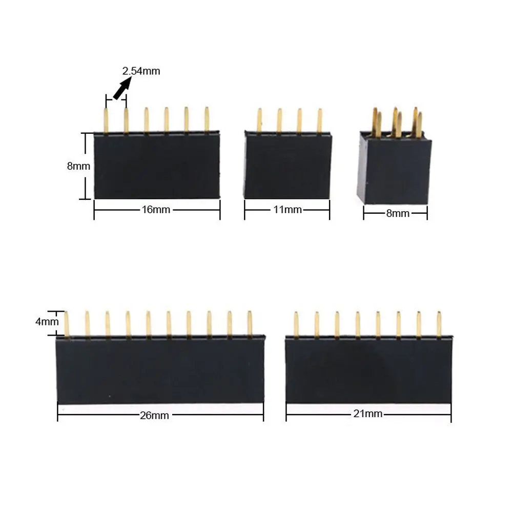 90pcs 2.54mm for Arduino Stackable Shield Female Pin Header Assortment Kit (Double Row 3 / 4 6 8 10 Pins ) | Обустройство дома