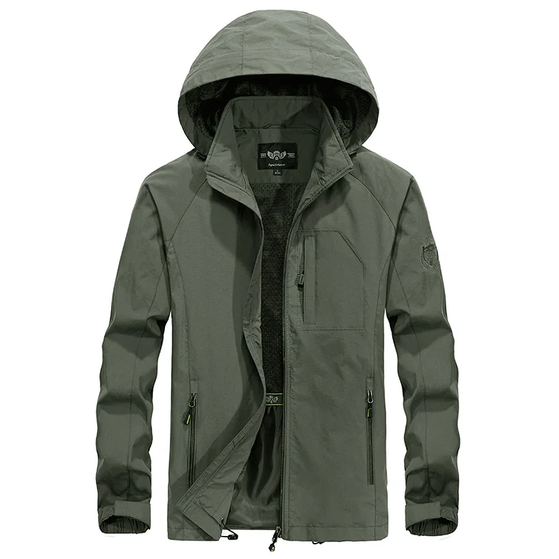 868 Army Green Весенняя мужская куртка 5XL 6XL, водонепроницаемая Мужская куртка с капюшоном, тонкая повседневная спортивная куртка, мотоциклетная модная верхняя одежда, ветровка для мужчин - Цвет: 868 Army Green
