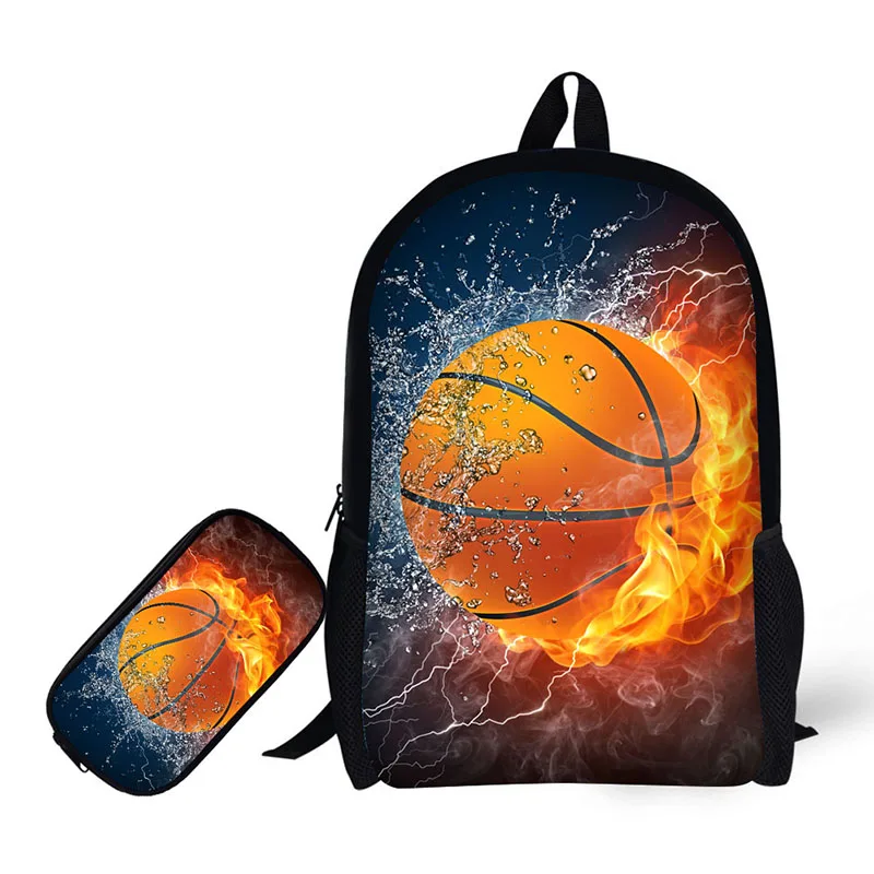 

3D Burning series Printing Children Backpack+Pencil case for High School Backpacks for Primary school students Teenagers Mochila