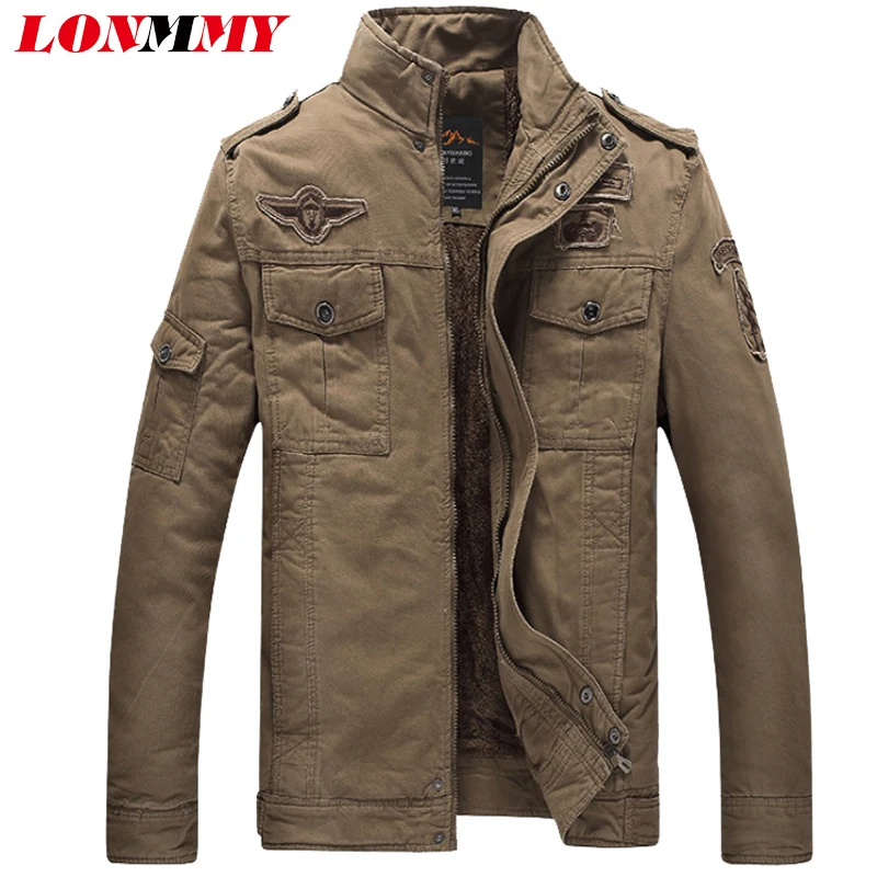 Мужская куртка бомбер LONMMY хлопковая в стиле милитари на зиму 2019|bomber jacket men|army menarmy |