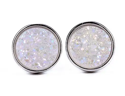 A13 Opal White EYIKA горячие роскошные натуральные серьги друзы круглые 10 мм drusy 13 цветов опал серьги-гвоздики для Дня матери элегантный подарок для женщин/девочек - Окраска металла: A13 Opal White