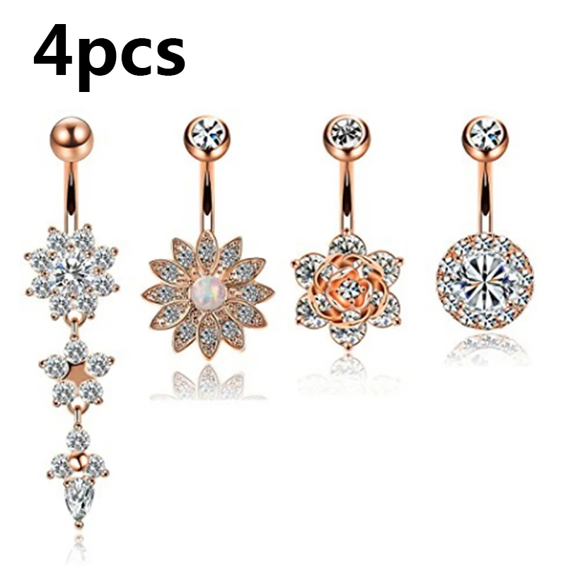 4 шт./компл. пикантные Висячие пупки пупка розовые кольца для пирсинга живота