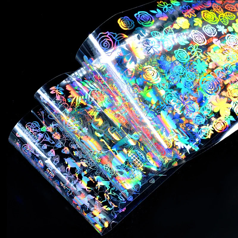 8 листов/Набор ногтей лазерные прозрачные наклейки Винил для 3D изображение