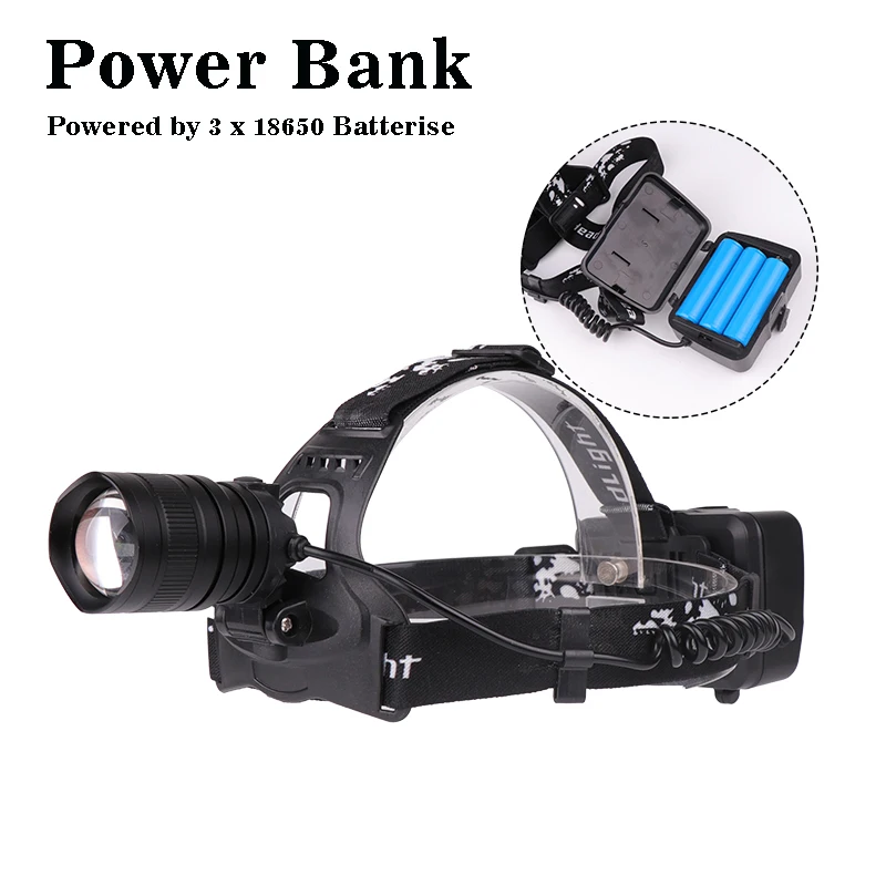 XHP70 мощный налобный светильник высокая мощность светодиодный фонарь с зумом для