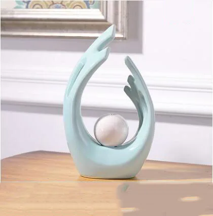 Modern Simple Desktop Ceramic Figurines Decor Home Furnishing Crafts Decoration Creative Home Livingroom White Green Accessories - Цвет: style2--S