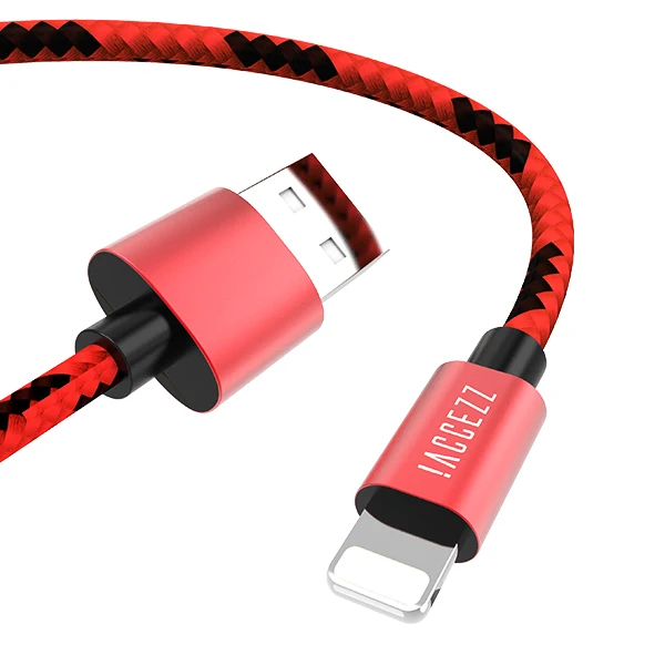 Red ACCEZZ для Apple, нейлоновый USB кабель для iphone X, XS, MAX, XR, синхронизация данных, телефон для iphone 8, 7, 6S Plus, a, зарядный шнур, линия зарядного устройства - Цвет: Red