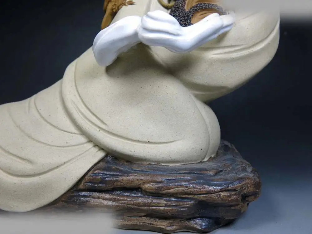 DS Китай Ручная работа изящная скульптура удача керамика птица слушать Будда