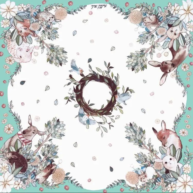 Шарф квадратный с принтом оленя DW6|scarf silk|square scarfscarf square |