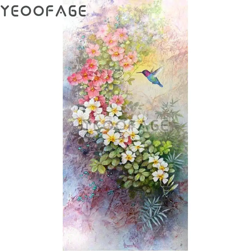 5D DIY diamond painting cross stitch hummingbird embroidery full square rhinestone flower mosaic home decoratio | Дом и сад