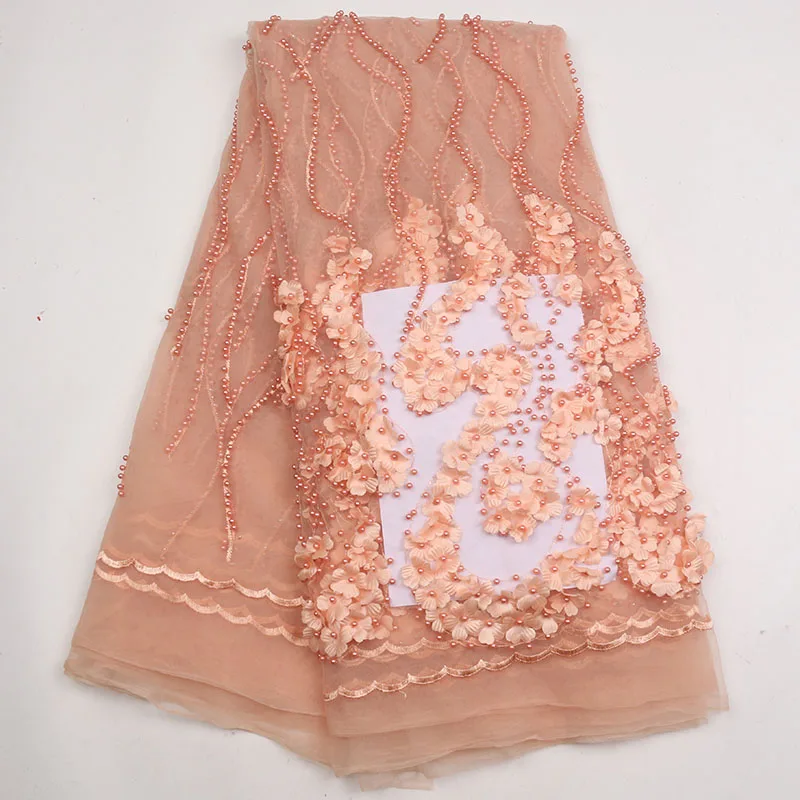 Горячая продажа французский Тюль кружевная ткань с бисером 2018 африканская