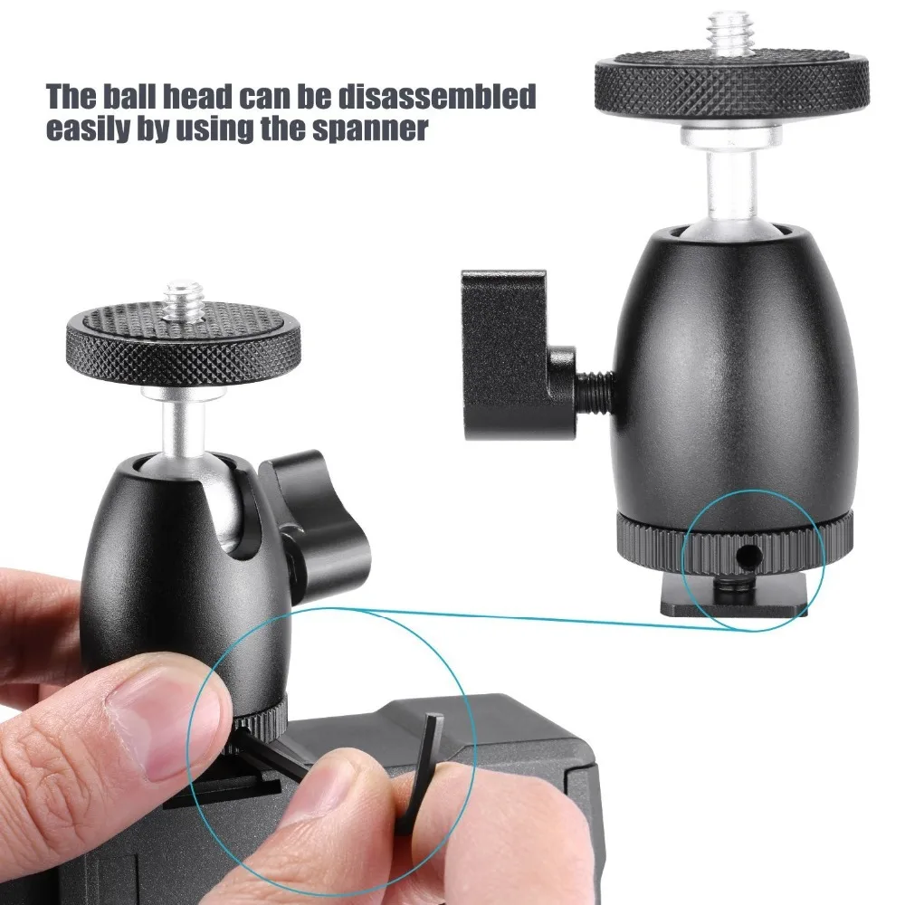 Мини шаровая Головка Neewer с замком и адаптером для горячего башмака колыбель