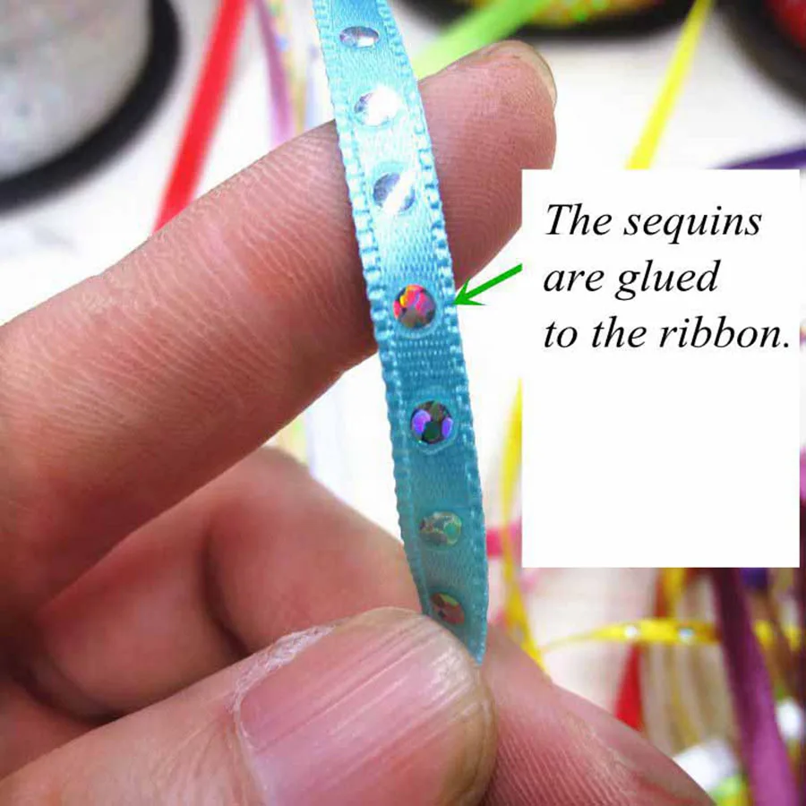 Мода 100 ярдов блестки атласные ленты рубиновые планки для ручной повязки на