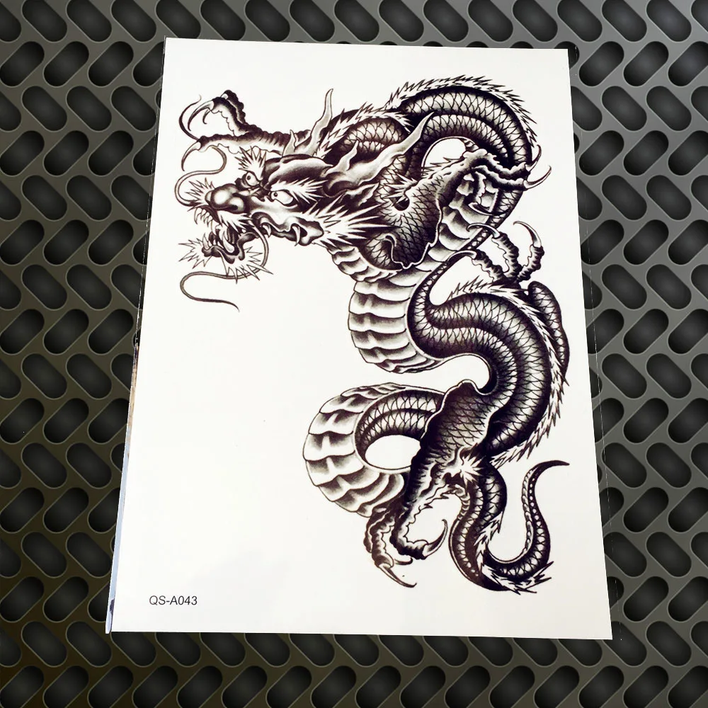 

Large! 15*21CM 3D Men's Temporary Tattoo Stickers GQS-A043 Chinese Black Dragon Design Totem Fake China Dragons Inspire Tatoos