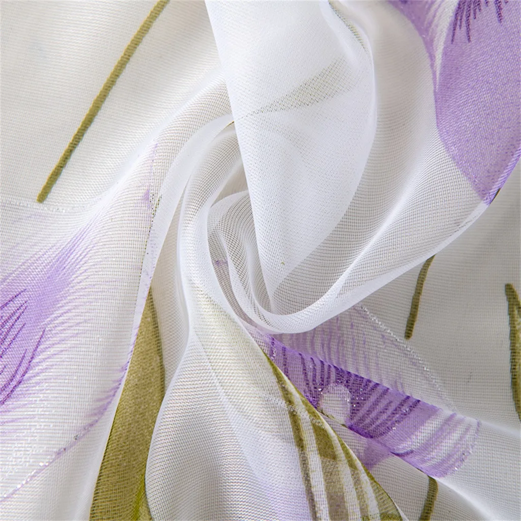200x150cm Curtains For Living Room Daffodil Flower Print Tulle Curtain Handle Tulle Coveted 1 FabricWindow Decoration 67