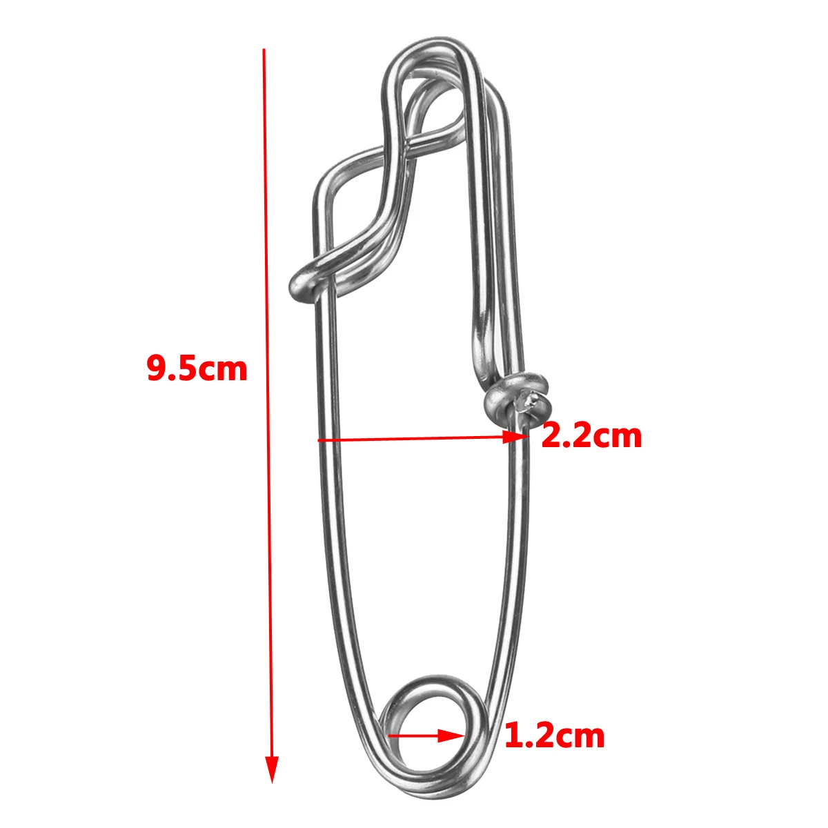2.2x9.5cm 10 шт. Нержавеющая сталь рыболовный соединитель быстрый зажим замок оснастки вращающиеся твердые кольца безопасности защелки рыболовный крючок инструмент оснастка - Цвет: 2.2x9.5cm