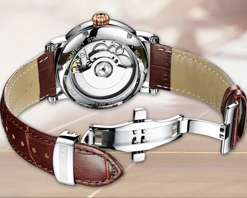 Швейцарские BINGER Tourbillon автоматические часы для мужчин s Механические Многофункциональные часы Лидирующий бренд Роскошные сапфировые мужские часы Relogio