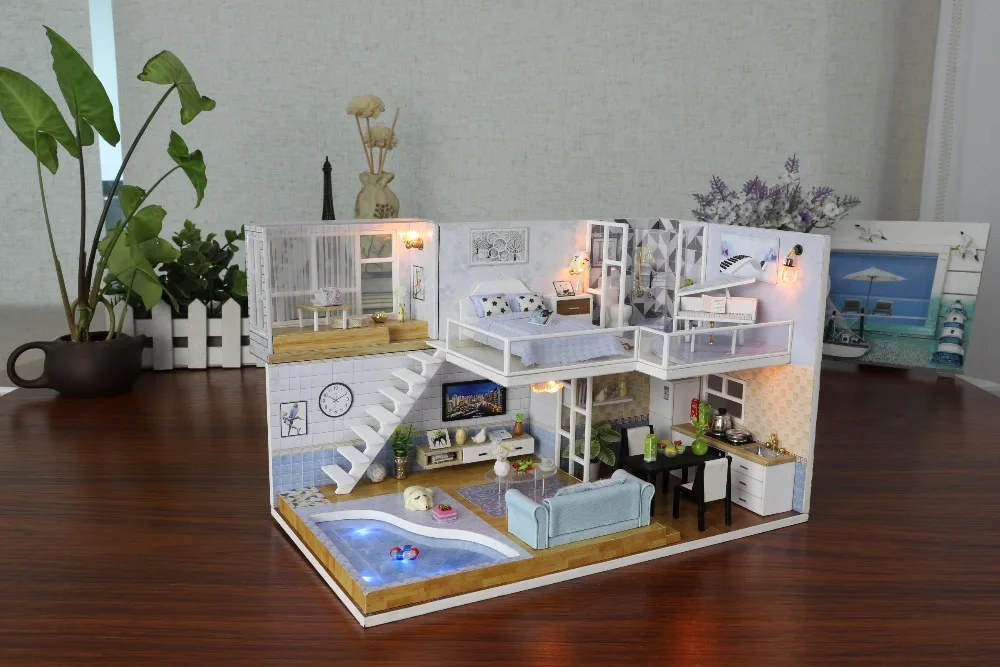 Ручной работы Miniaturas Деревянный Diy Кукольный дом миниатюрный кукольный домик мебель модель ручной работы наборы коробка головоломка игрушки для детей подарок
