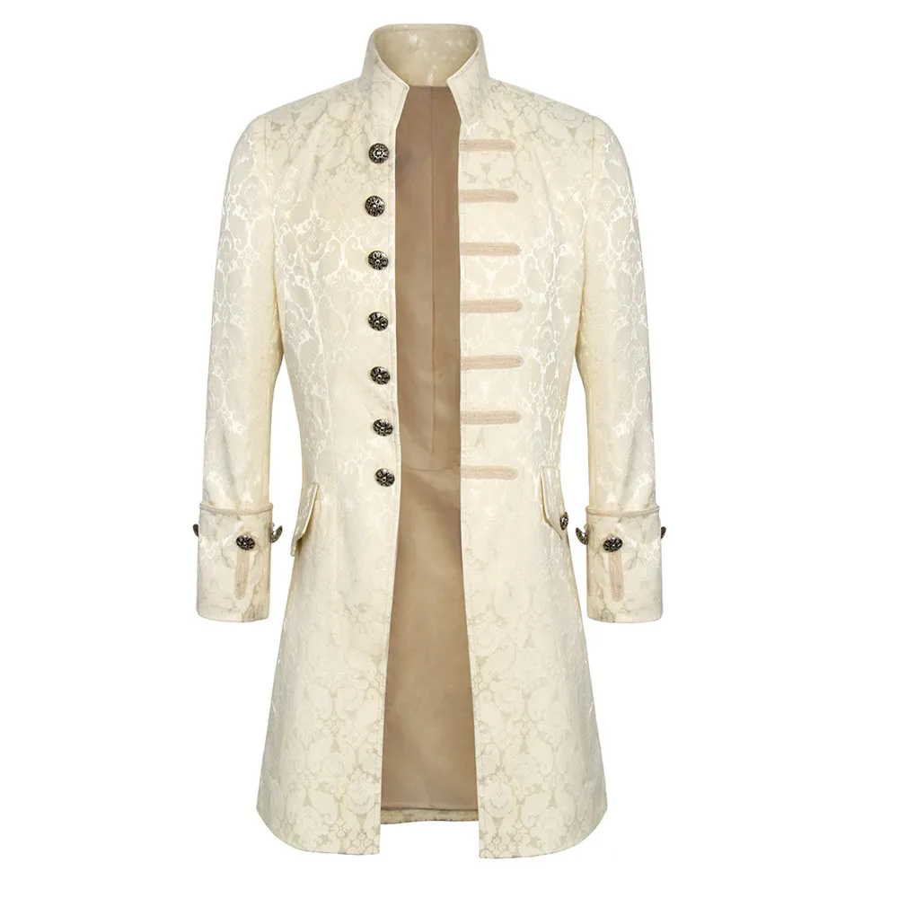 

Mens Steampunk Victorian Long Coat Velvet/Brocade Gothic Frock Coat Jacket Halloween Mardi Gras Dress up Aristocrat Elegant Coat