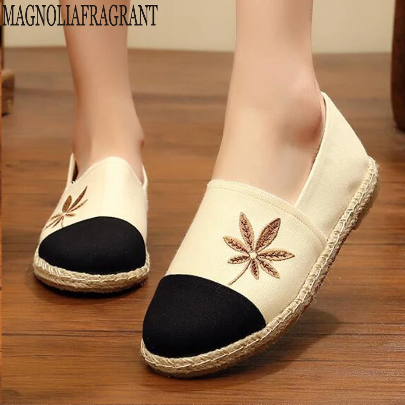 Fashion casual women shoes spring summer new small white round head shallow mouth maple leaf flat comfort mm438 | Обувь