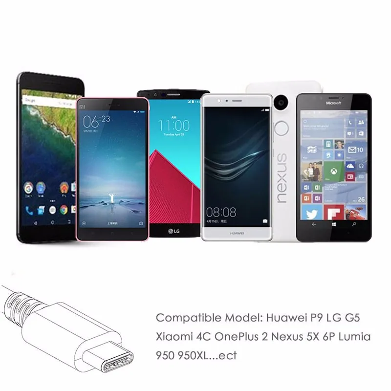 Suptec Тип USB c быстрой зарядки Тип USB-C кабель для Samsung S8 Huawei P9 LG G5 Xiaomi 4C onePlus 2 Nexus 5x6 P 950