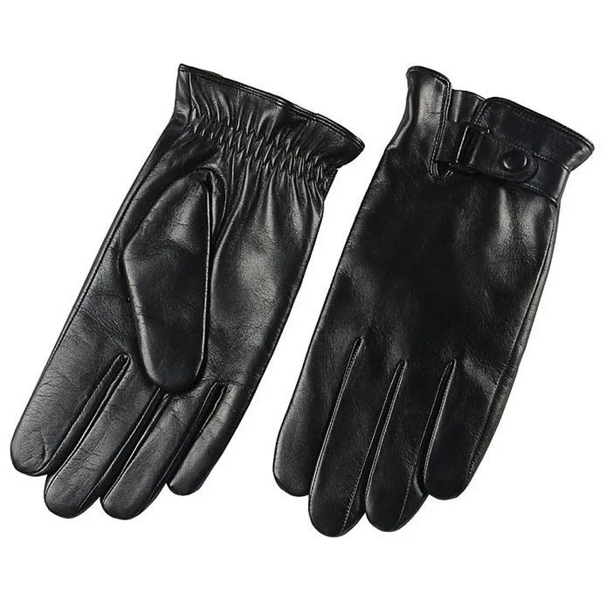 Перчатки мужские из натуральной кожи теплые однотонные овчина модные утепленные