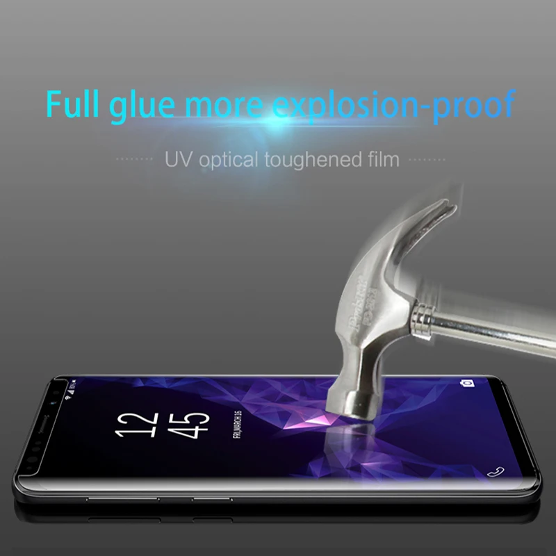 6D жидкость для экрана УФ Полный Клей закаленное стекло samsung Galaxy S8 S9 Note 8 протектор