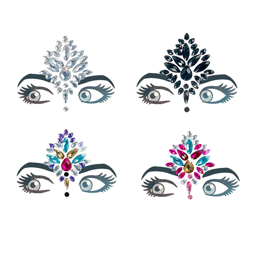 4 стиля клейкая наклейка Bindi ручной работы в богемном стиле для лица глаза DIY украшения на лоб сценический Декор вечерние наклейки с блестками