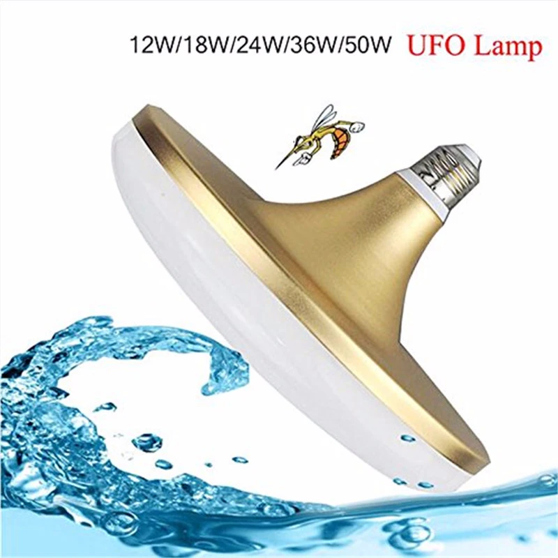 E27 база энергосберегающие водонепроницаемые золотые Светодиодные НЛО лампы 6000K