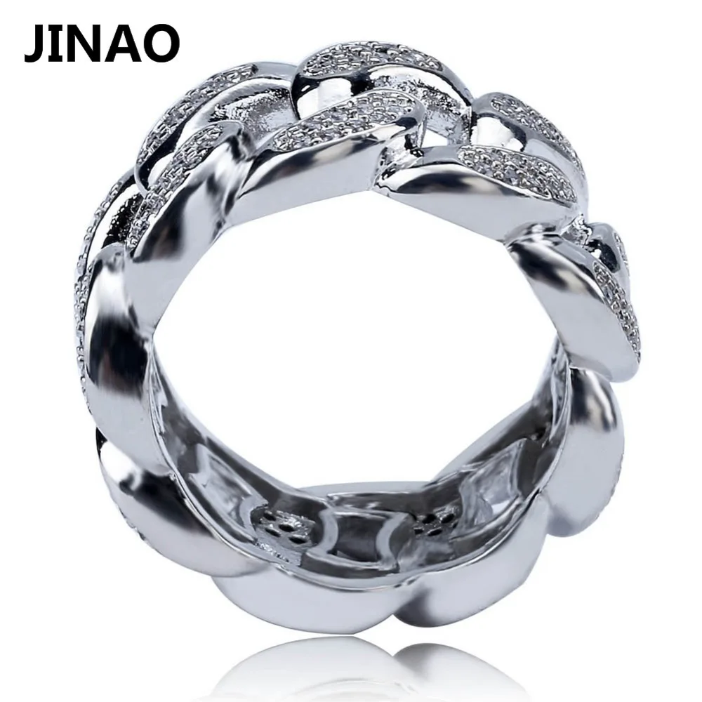 Новинка, мужские трендовые кольца, золотого цвета, высокое качество, Bling Ice Out AAA CZ, хип-хоп панк кольцо, кубинская цепочка