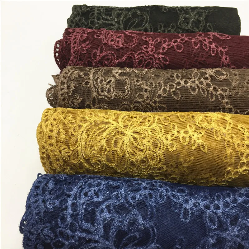 

Breathable Cotton Lace Malaysia Scarf Plain Embroidery Head Wrap Muslim Hijab Long Shawl Turban Oversized Lady's Headscarf Stole