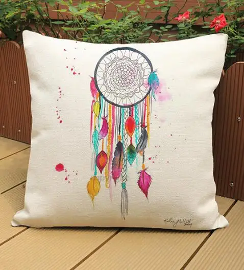 Креативная наволочка Ловец снов с китайским чернильным принтом льняная для