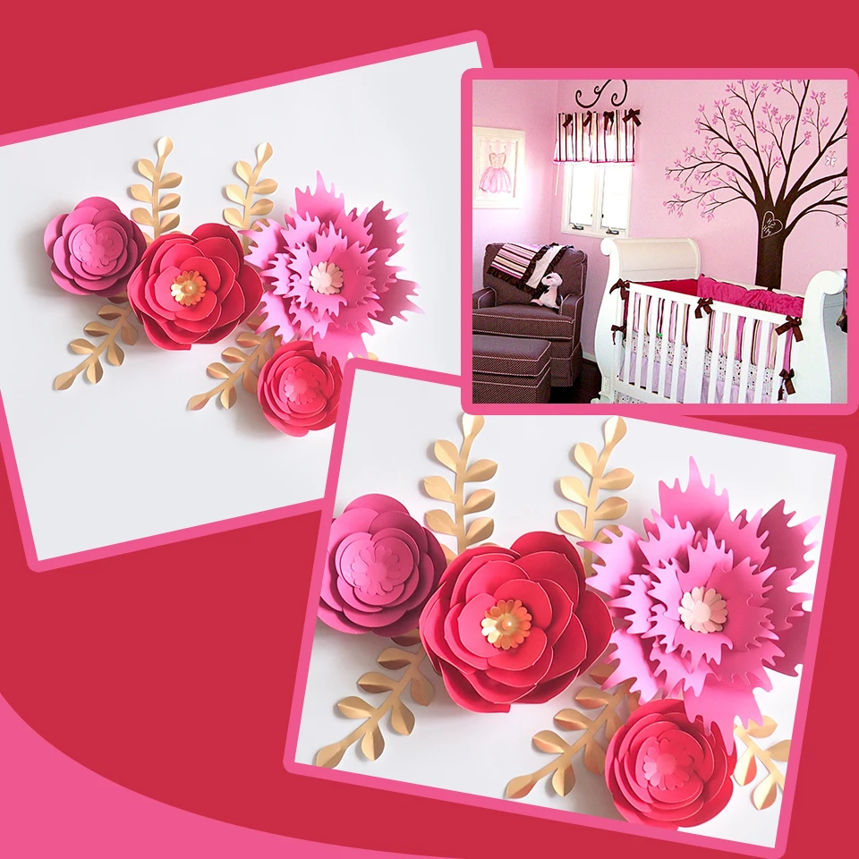 Ручной работы Cardstock роза DIY бумажные цветы листья набор для свадьбы и события