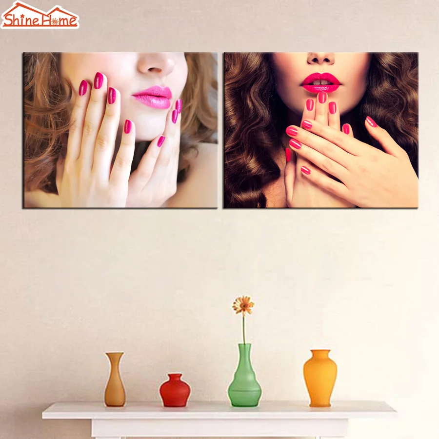 ShineHome-2pcs настенная Художественная печать на холсте живопись макияж спа-салон